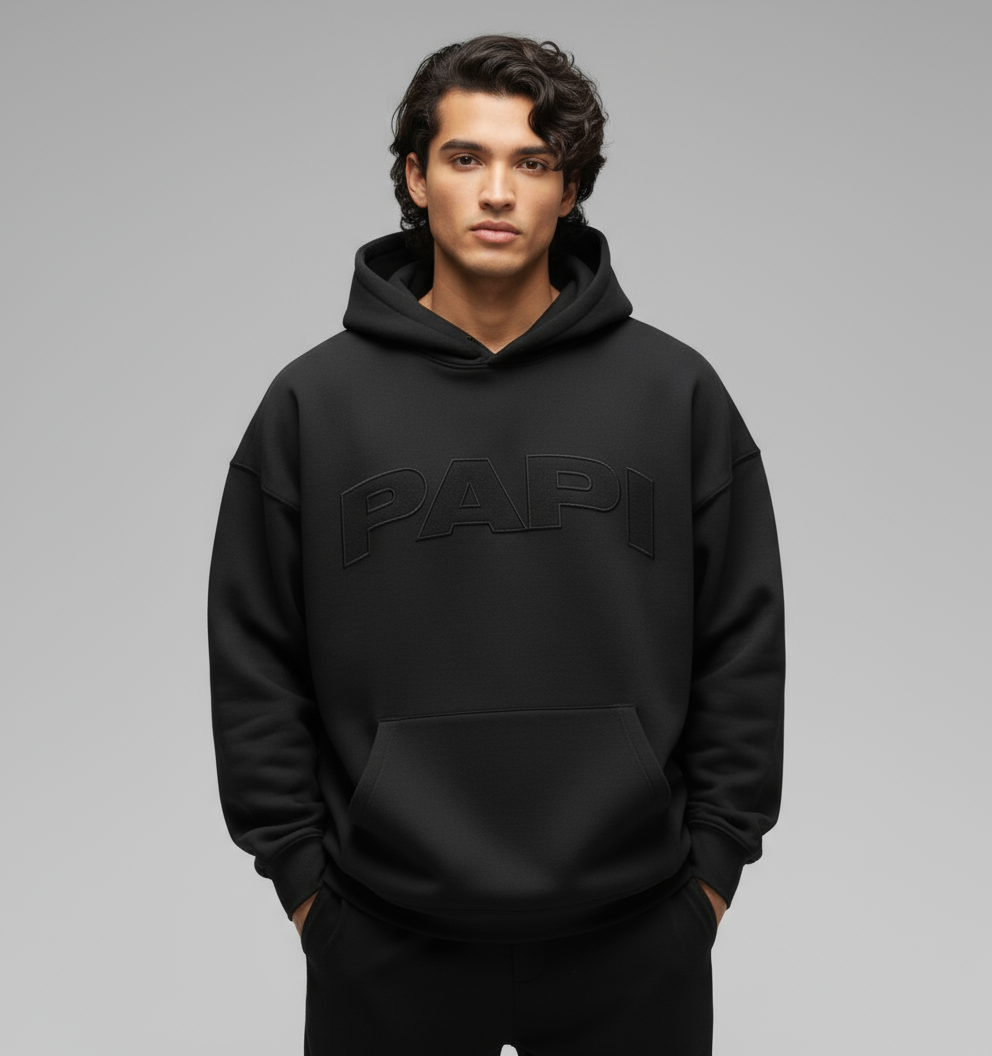 PAPI Oversized Hoodie Black - Premium Streetwear Essential